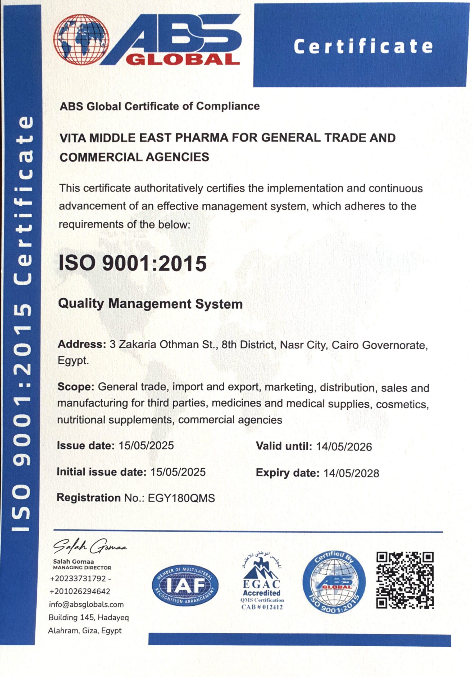 ISO 9001:2015 Certificate